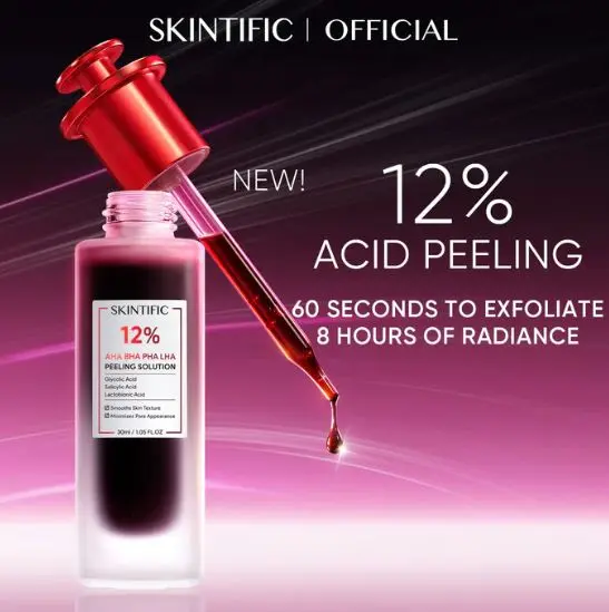 SKINTIFIC 12% AHA BHA PHA LHA Peeling Solution 30 ml Eksfoliasi Menghaluskan Kulit Wajah 1