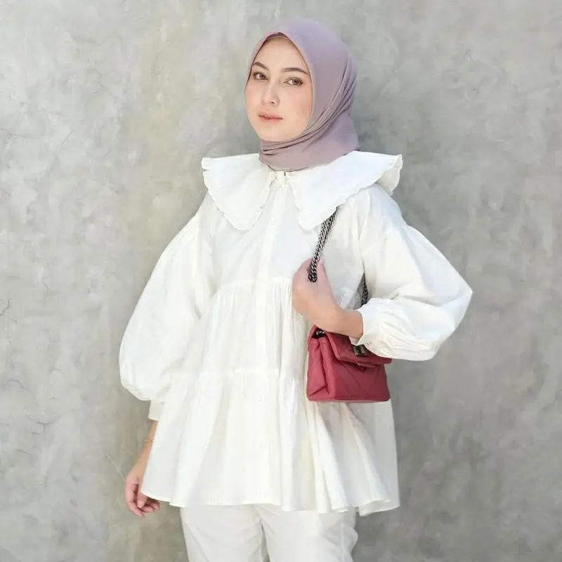 BLOUSE KOREA - LAMIA BLOUSE Busui Katun Rempel Panjang Wanita 1