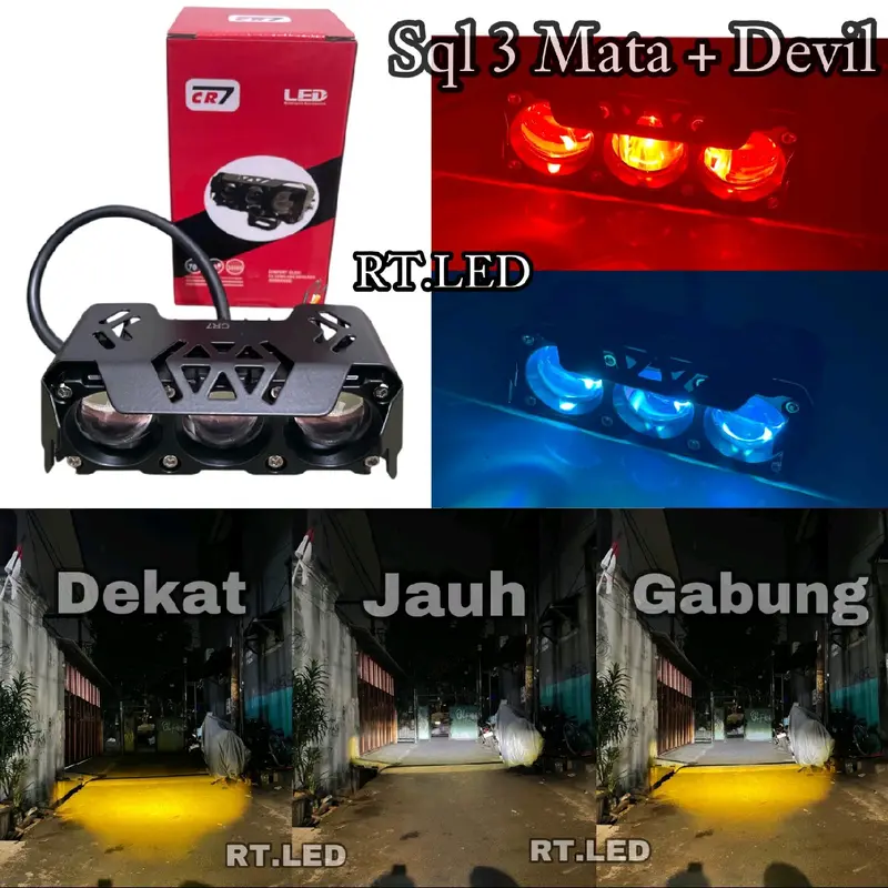 Lampu Tembak SQL 3 Mata Plus Devil Eye Merah Laser Mini Alumunium Premium 0