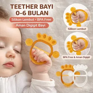Teether Bayi Silikon BPA Free – Gigitan Bayi Lembut 0 sampai 6 Bulan Aman Digigit Silicon