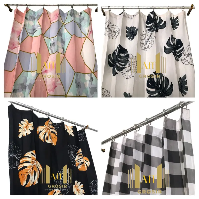 Gorden Plisket Motif untuk Pintu Jendela Tirai Estetik 5