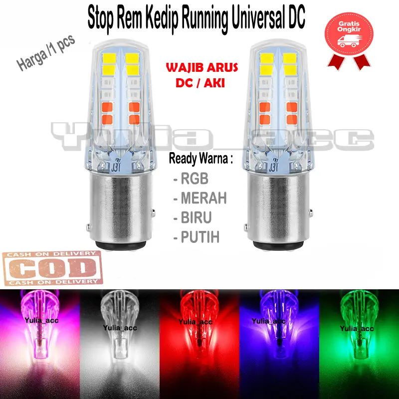 Lampu Stop Rem Belakang LED Running Kedap Kedip Model Piramid 33 LED Universal Motor Yamaha Honda Beat Scoopy Vario Mio Vixion Dll Strobo
