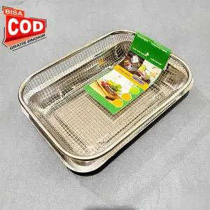 Saringan Nampan Stainless 1set - Peniris Minyak Gorengan, Keranjang Tirisan Minyak & Food Drying Try