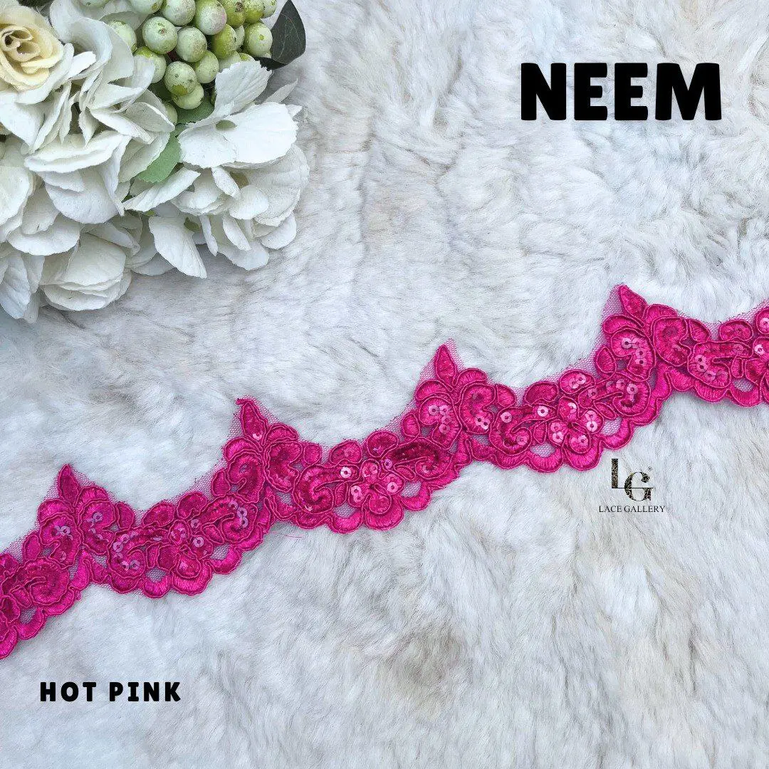 0.5M l NEEM EXCLUSIVE & 2.0 l BORDER LACE BAJU RENDA KAIN AKSESORI PAKAIAN HIASAN BAJU KURUNG PATCHES DRESS LACE KANAK-KANAK LACE MANIK SEQUIN SULAM KERAWANG BAJU RAYA BAJU PENGANTIN WARNA TRENDING BABYBLUE BURNT ORANGE DARK PURPLE Soft