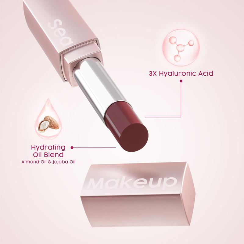Sea Makeup Gleam Luster Tinted Lip Balm Hydrating dengan 3X Hyaluronic Acid dan ekstrak almond & Jojoba Oil 1