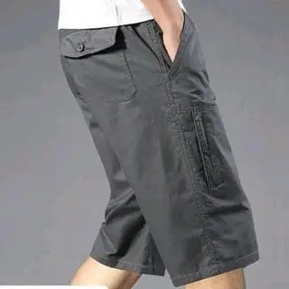 Celana Pendek 3/4 Sport Gabriel 7/8 Pria Dewasa Panjang Casual Nyaman Kantong Hitam Karet chinos Cargo Shorts Katun Santai Cowok Navy 5