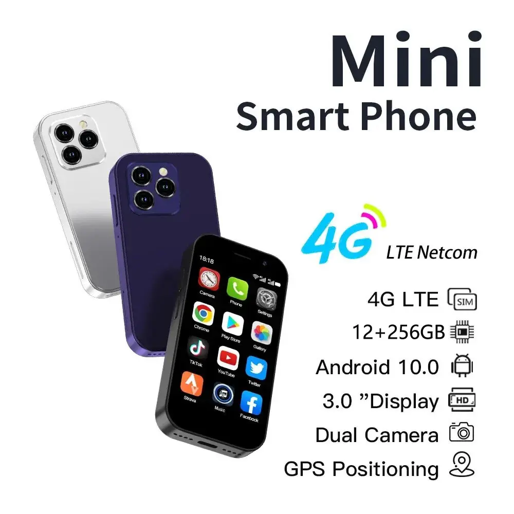 Grandstore1 Mini HP Phone XS16 Android 10 RAM 12GB/512GB Jaringan 4G GPS WiFi 3.0 Inch Layar 2000mAh Baterai Garansi Resmi