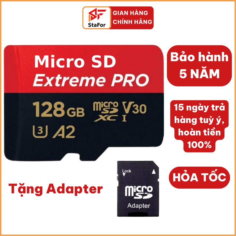 Thẻ nhớ MicroSD 256GB 128GB 64GB 32GB Class 10 U3 V30 cho camera, máy ảnh, máy quay hỗ trợ quay video 4K 2K Full HD.