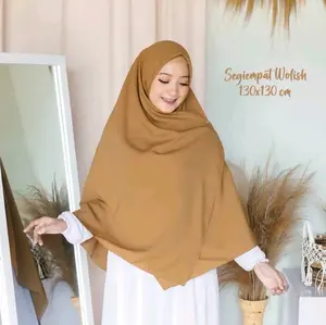 LS Kerudung wolfis syar'i muslim // hijab segi empat wolfis jumbo 130x130cm //  Syari hijab wolfis wanita premium  Nyaman jilbab syari 130×130