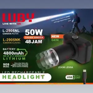 Senter Kepala Luby Zoom L2905-NL 50 watt Luby Head Lamp CAHAYA PUTIH laser
