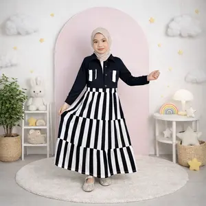 CF Kids Gamis Rompi Anak Perempuan Tania Stripe Premium - Dress Muslimah Kekinian Adem Nyaman