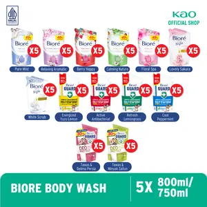 [Special Creator]  Biore 800ml/750ml Pouch Refill Fivepack - Sabun Mandi Cair