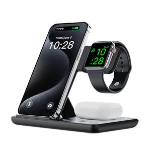 3in1折りたたみ式ワイヤレス充電ステーション iPhone 17〜11 Pro Max対応 Apple Watch・AirPods対応 急速充電 ギフト向け