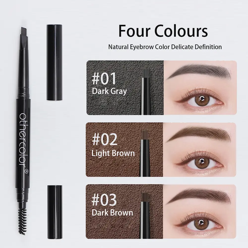 Double End Eyebrow Pencil Triangle Tip with Brush Waterproof Eyebrow Pencil Natural Long Lasting Waterproof Eyebrow Pencil Makeup Tool