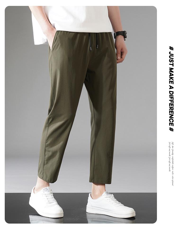 Product Introduction of M-8XL new nylon four-sided elastic summer men's casual sports nine-point pants ice silk small feet men's pants secondary development plus size 16