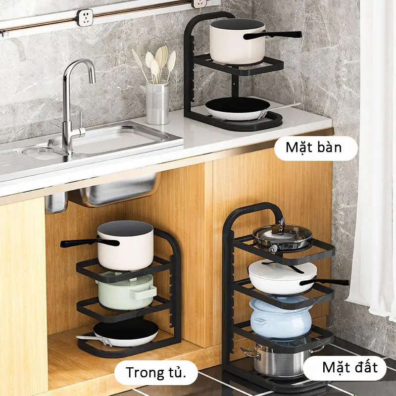 kệ để gầm đa năng chén Dễ Dàng Tổ Chức Lưu Trữ Nhà Bếp, Người Hỗ Trợ Tuyệt Vời   thép nhiều tầng có thể điều chỉnh