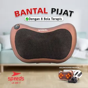 SPEEDS Bantal Pijat 8 Bola Massage Pillow Mobil dan Rumah Car Home Bantal Pijat Leher Punggung New 202-1 Getar