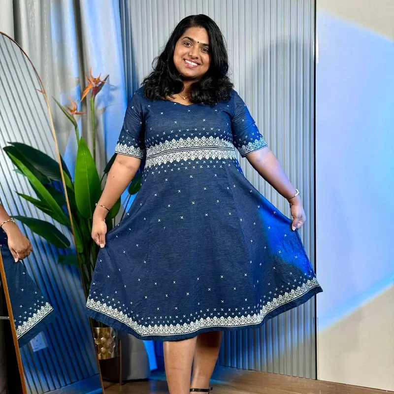 Plus Size Embroidered Square-Neck Dress - TikTok Shop Malaysia