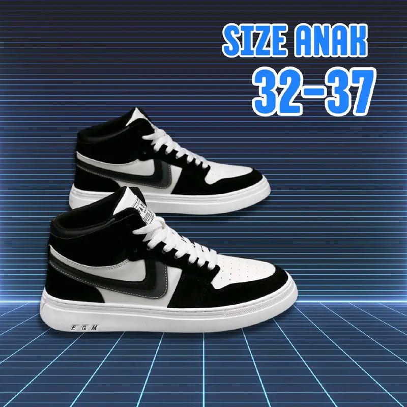 Sepatu Anak Terlaris Sepatu Sekolah Ukuran 33-37 Full Hitam / Sneakers Hitam Tanpa Tali sepatu anak-anak Fashion 0