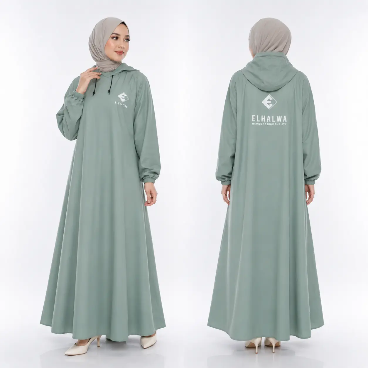 El Halwa Jas Hujan Gamis Stylish Nyaman Elastis Anti Rembes Matt PVC Premium By El HALWA Raincoat Tebal