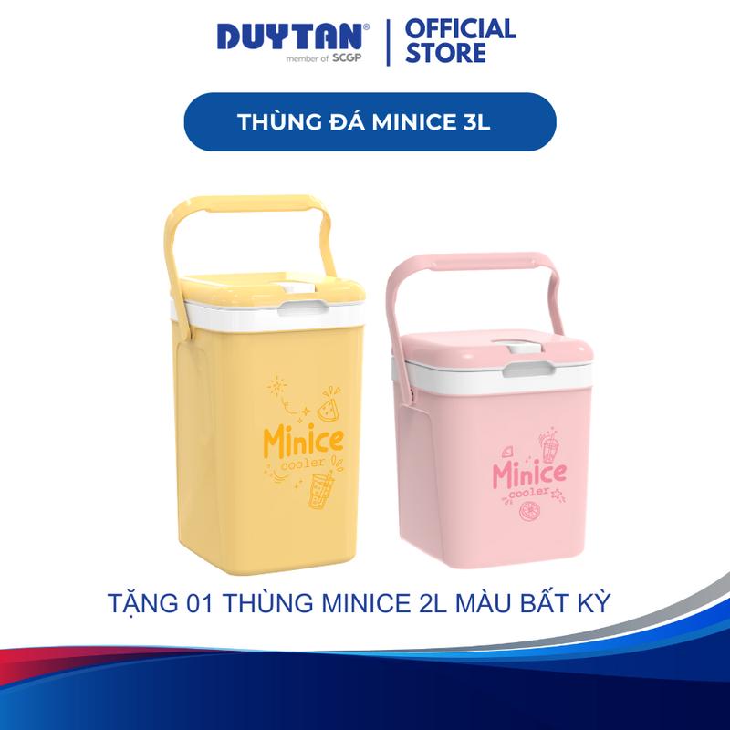 [MUA 1 TẶNG 1] Thùng đá Minice 3L DUY TÂN - Tặng kèm Thùng đá Minice 2L nhựa PP, PU giữ nhiệt, bình đá mini, bình giữ nhiệt có quai xách, đựng nước giải khát phít  nước  đá  giữ  nhiệt bình  đựng  trà  sữa  2  lít