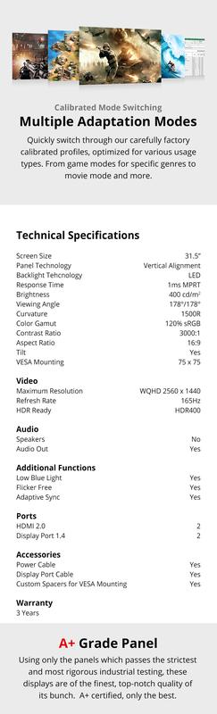 Product Introduction of PRISM+ X315 PRO 31.5  165Hz 1ms Curved WQHD [2560 x 1440] Adaptive-Sync Gaming Monitor 3