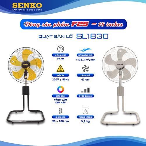 QUẠT SÈN LỠ SENKO SL1830-75W-BẢO HÀNH 2 NĂM (VÀNG ĐEN/KEM NÂU)