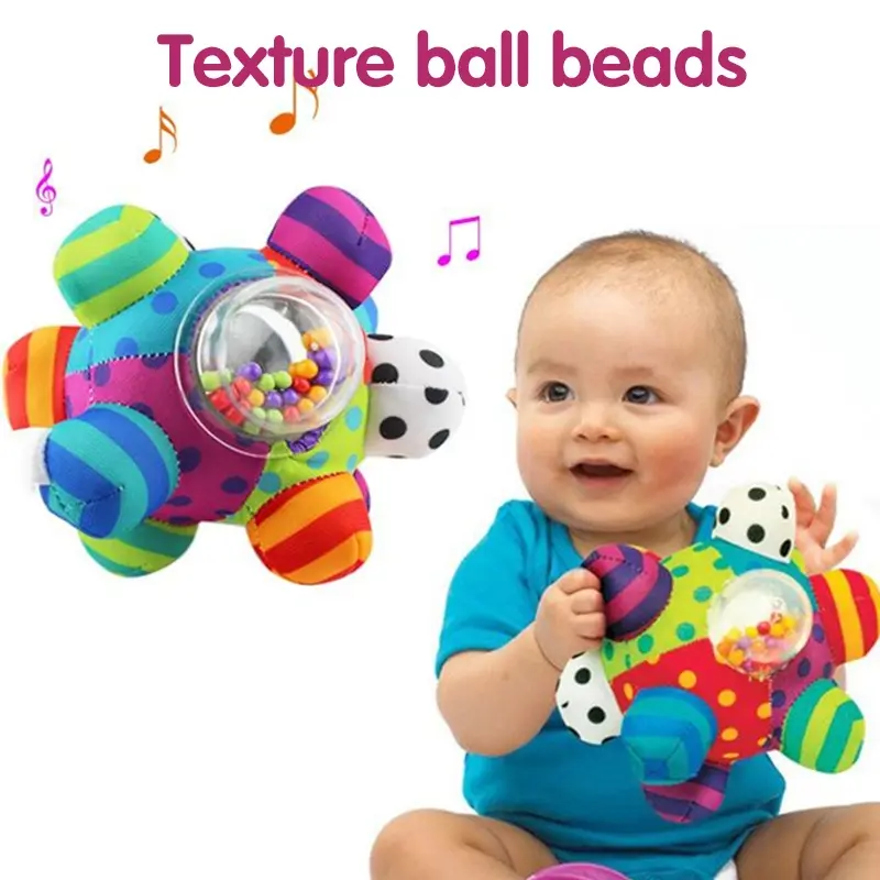 M25 Ready Stock Baby Fun Little Loud Ball Develop Intelligence Grasping Toy Hand Bell Rattle Toys for Infant toys for boys 6 months