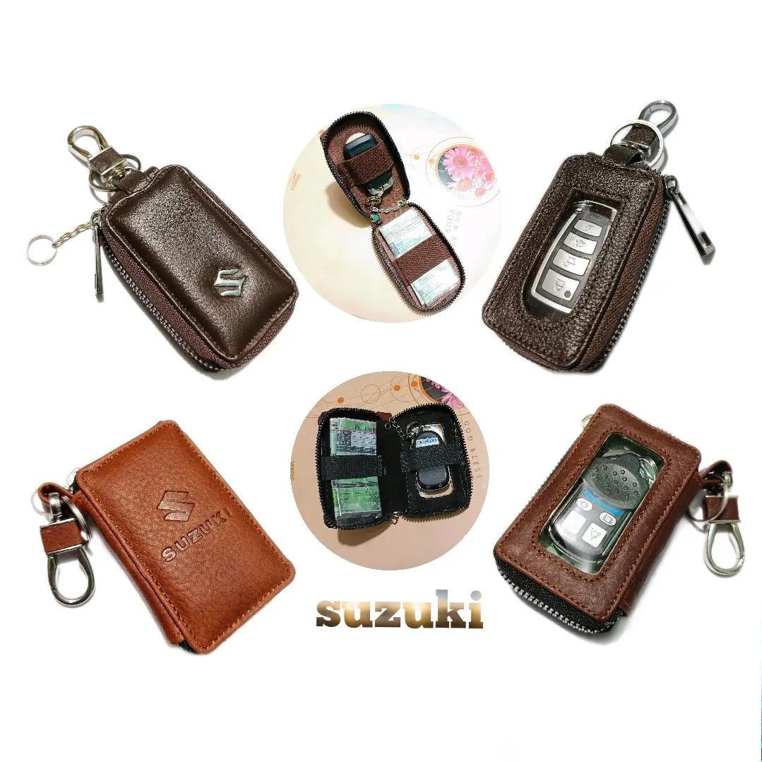 Dompet kunci remote keyless mobil SUZUKI kulit asli dobel karet dompet stnk  mobil