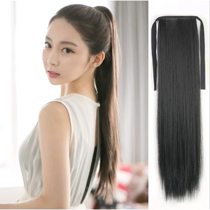 Ponytail Lurus Panjang Extension Hair clip Halus Tebal 45cm, 55, 65cm 4