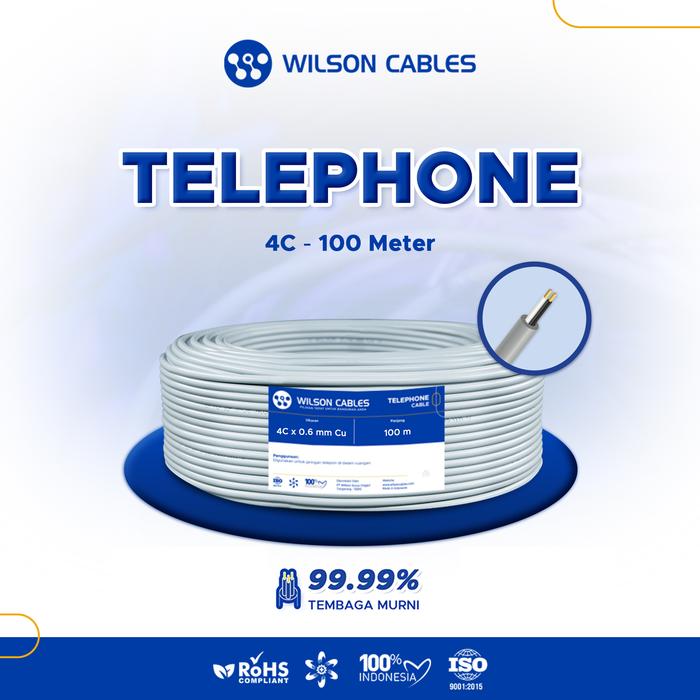 Gambar Kabel Telpon 4C 100 Meter Grey - Kabel Telpon Wilson Cables - 100 Meter dari Wilson Cables Kab. Tangerang Tokopedia
