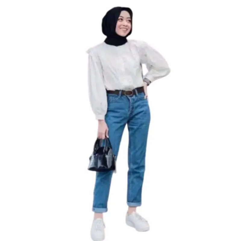 Celana Jeans Boyfriend Wanita Basic Premium Panjang Tebal - Model Import HQ Denim Cewek 7