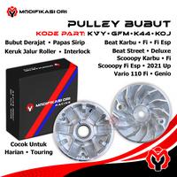Gambar Modifikasi Ori Racing Set Pulley BEAT Karbu Beat Fi ESP Rumah Roller & Kipas Pulley Interlock Bubut Diamond High Quality untuk Beat Deluxe Scoopy Genio dari Modifikasi Ori Kab. Bandung 1 Tokopedia