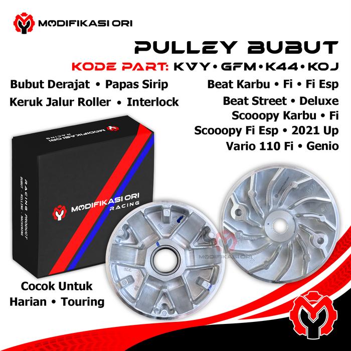 Gambar Modifikasi Ori Racing Set Pulley BEAT Karbu Beat Fi ESP Rumah Roller & Kipas Pulley Interlock Bubut Diamond High Quality untuk Beat Deluxe Scoopy Genio dari Modifikasi Ori Kab. Bandung Tokopedia