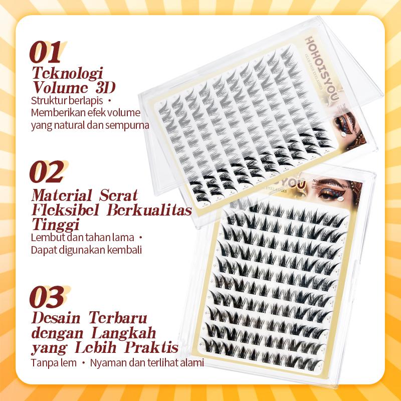 HOHOISYOU 100PCS Kemasan Besar dengan Isi yang Banyak Bulu Mata Palsu Tanpa Lem - Model Kelinci Imut, 9-15mm, 3D Volume, Dapat Digunakan Ulang, Nyaman & Alami untuk Pemula - Day, Remover HOHOISYOU 100PCS Kemasan Besar dengan Isi yang Banyak Bulu Mata Palsu Tanpa Lem - Model Kelinci Imut, 9-15mm, 3D Volume, Dapat Digunakan Ulang, Nyaman & Alami untuk Pemula - Day, Remover