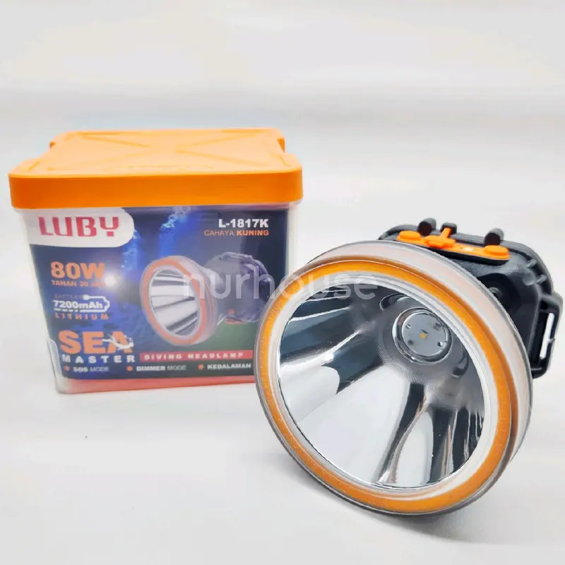 Senter Kepala Luby 80 Watt L 1817 senter selam Cahaya putih / kuning diving headlamp 2