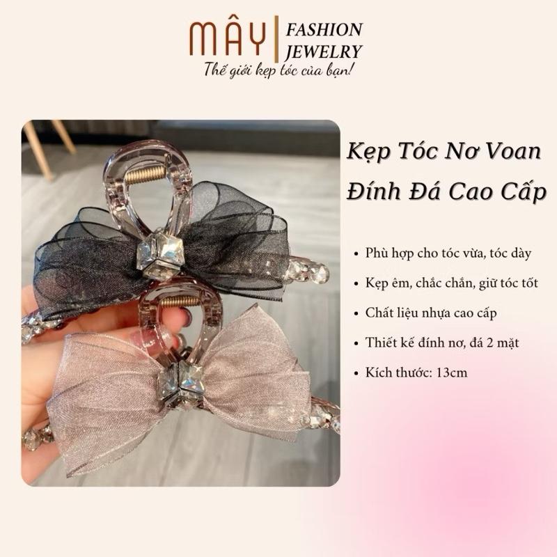 Kẹp Tóc 13cm Voan Nơ Đính Đá Cao Cấp • Mây Fashion Jewelry - K525.22