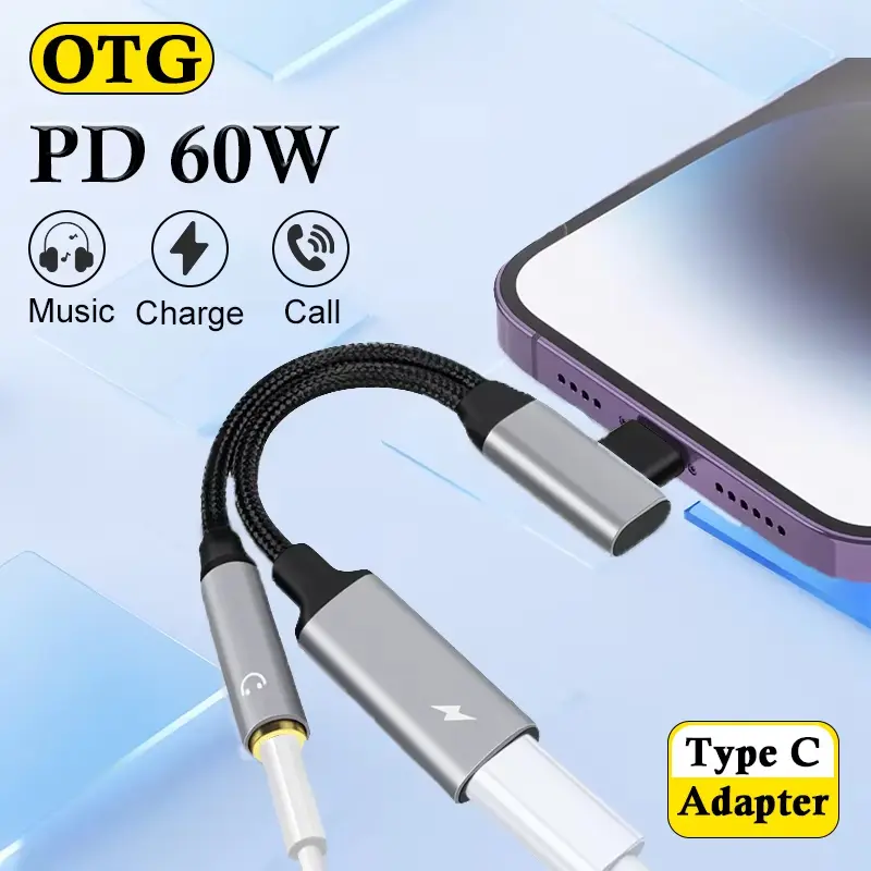 Bộ Chuyển Đổi OTG 2 Trong 1 Khuỷu Tay, USB Loại C Sang 3.5Mm, Giắc Cắm Tai Nghe HiFi, Sạc Siêu Nhanh PD 30W, Bộ Chuyển Đổi Âm Thanh Aux, Tương Thích Với iPhone 16 Và Galaxy S24 S23 Phụ Kiện Sạc Điện Thoại