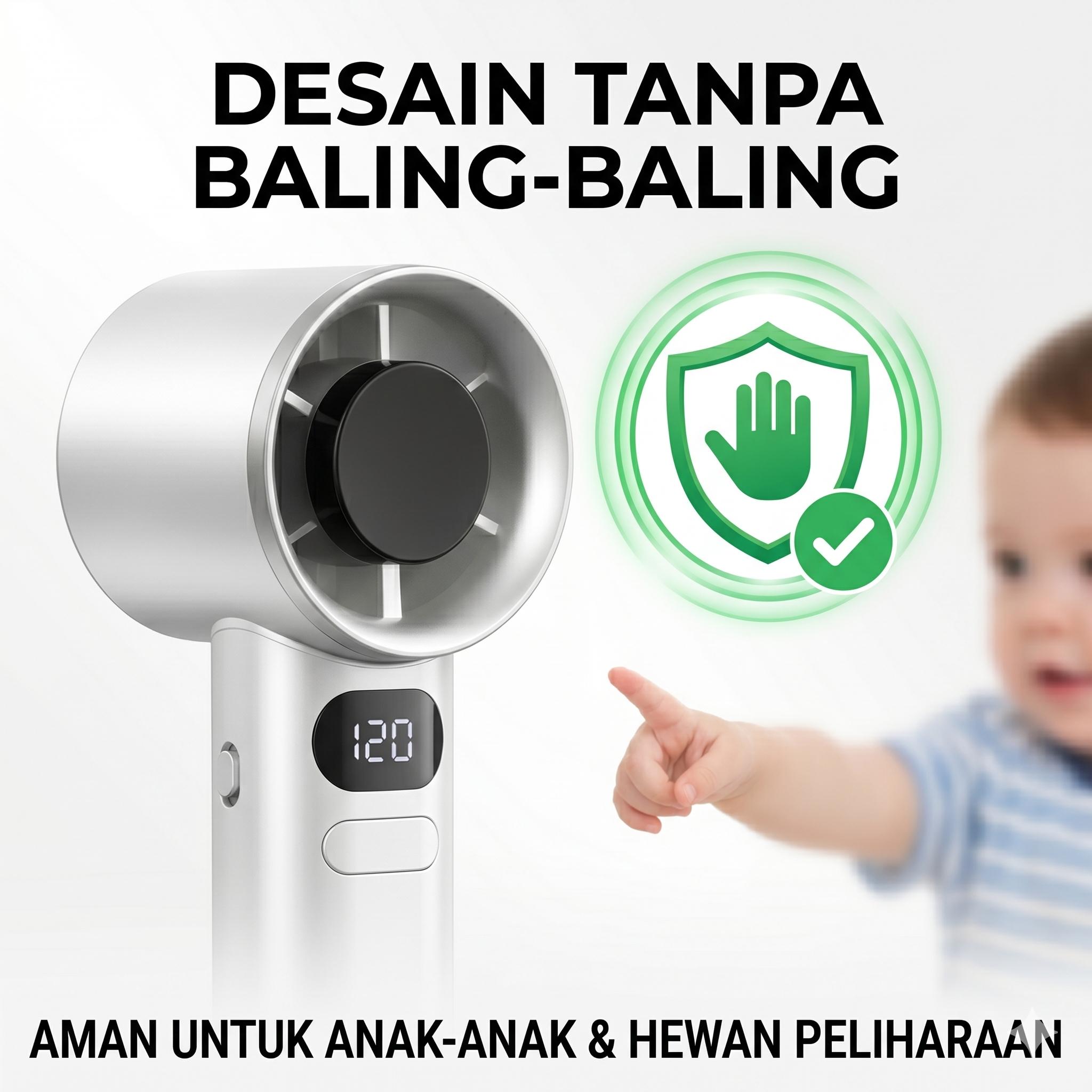 Mini Fan Kipas Angin Kecil Baterai Portabel dengan Hembusan Angin Kuat dan Desain Modern untuk Rumah Kantor Sekolah dan Traveling