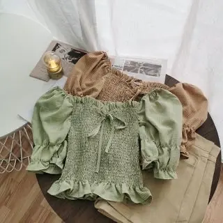 Weddy atasan blouse crop sweethear neck 2