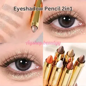 (Siap Kirim) Eyeshadow Pensil 2in1 Brush Matte Glitter Kosmetik Perona Mata