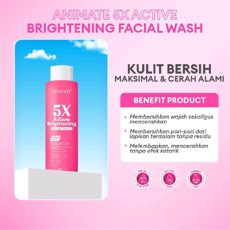 Animate 5X Active Brightening Facial Wash 100ml 3