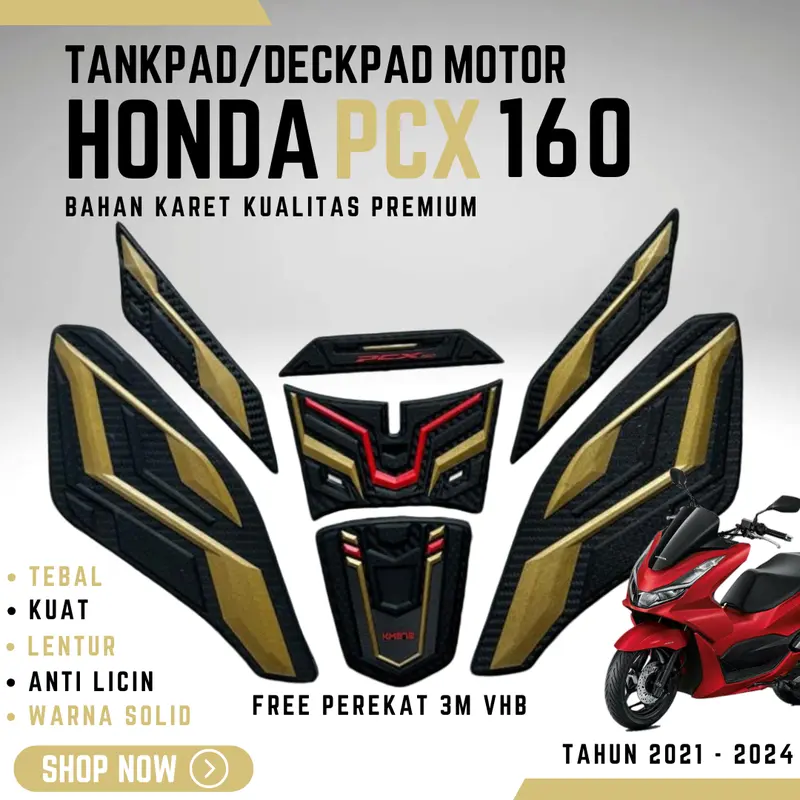 KM272 TANKPAD/DECKPAD MOTOR HONDA PCX 160 ROADSYNC/ABS/CBS TAHUN 2021 - 2025 BAHAN KARET PREMIUM 1
