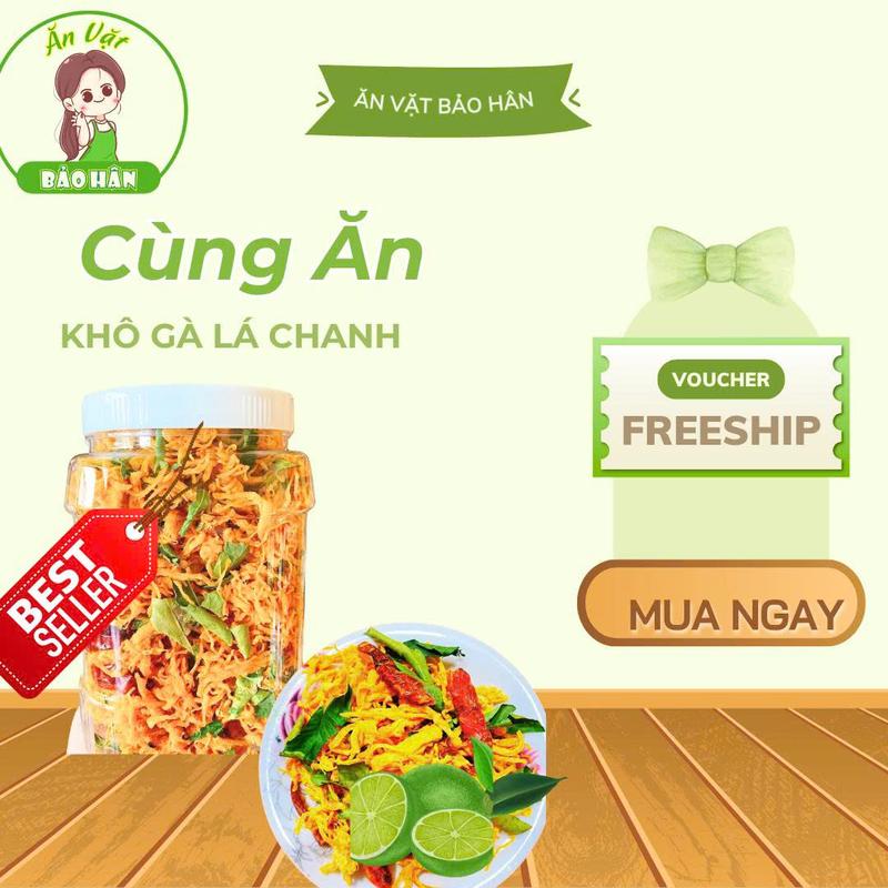 Khô gà lá chanh hũ 500gram ăn vặt nhà làm Food Thức Ăn khôgà láchanh Snack khô