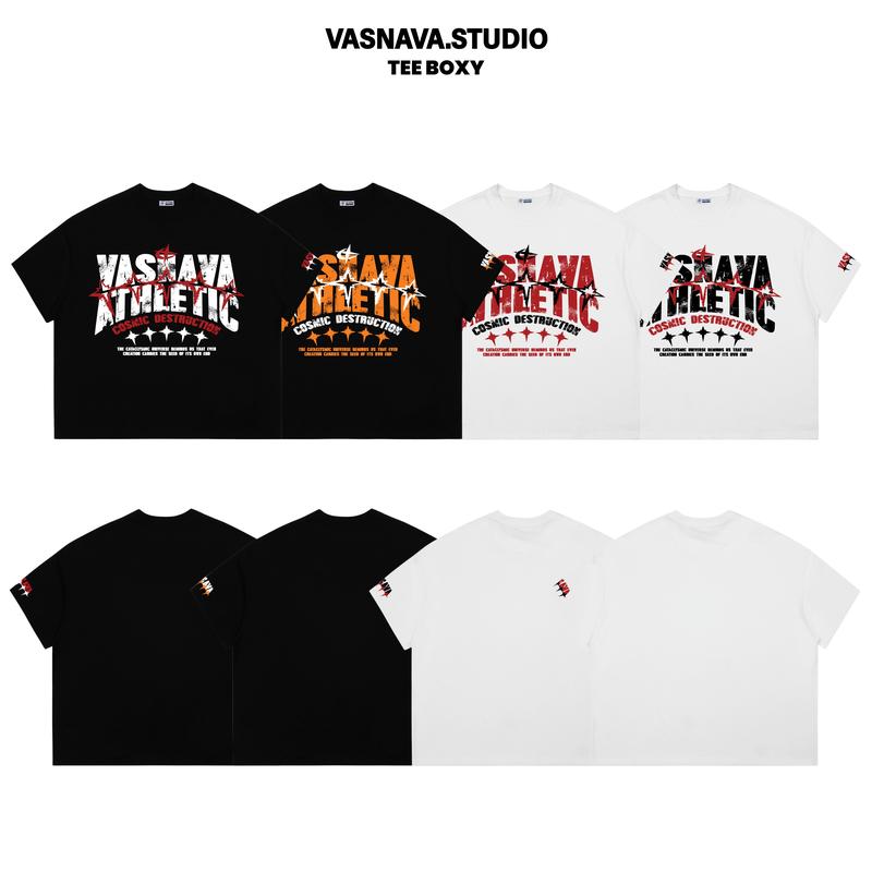 Áo Thun Vasnava Boxy Basic Star - Cotton Nam Nữ Form Boxy Tay Lỡ Oversize Cổ Tròn Cotton 250gsm co giãn 2 chiều