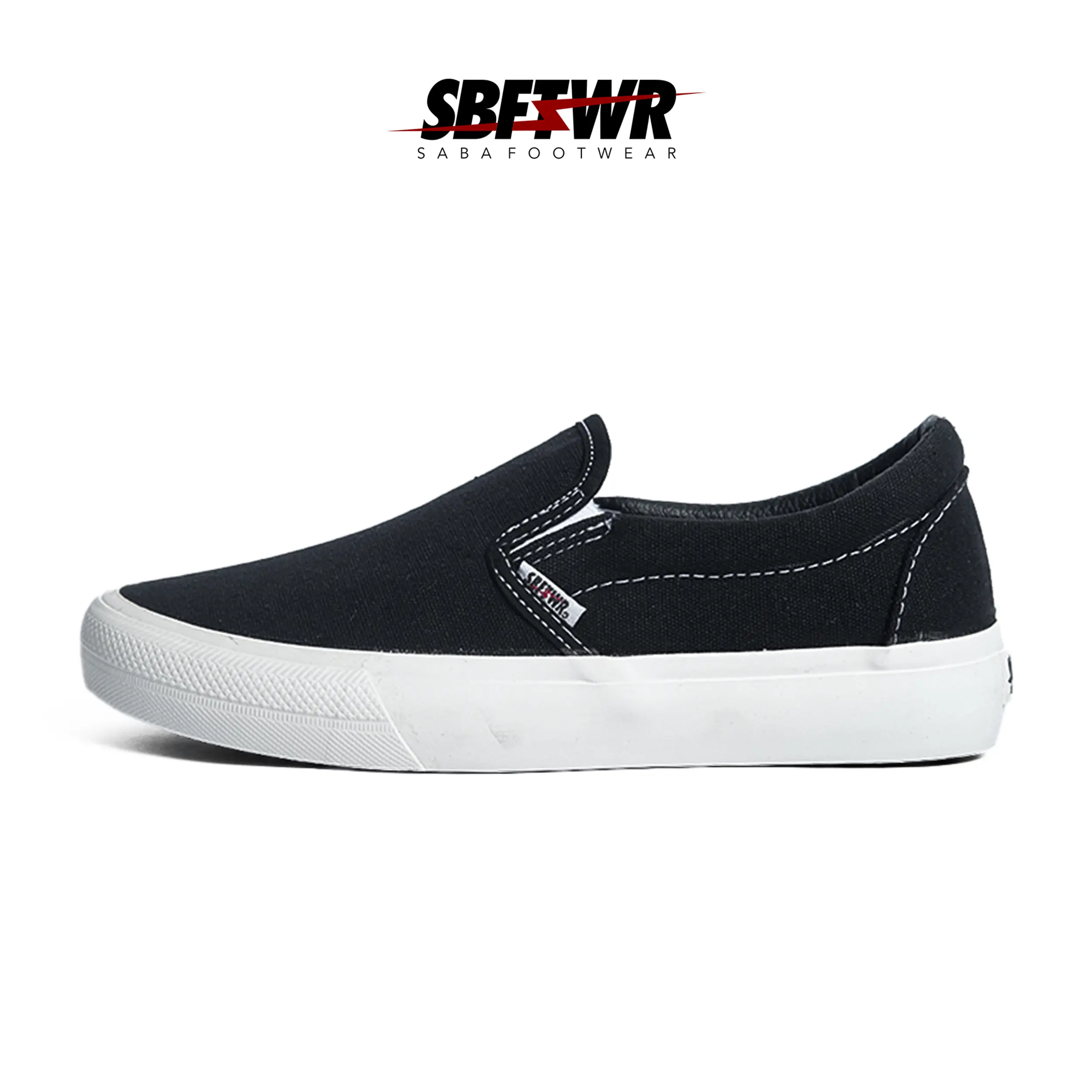 SABA Vintage Slip On Black White -  Sepatu Sneakers Casual Pria Wanita
