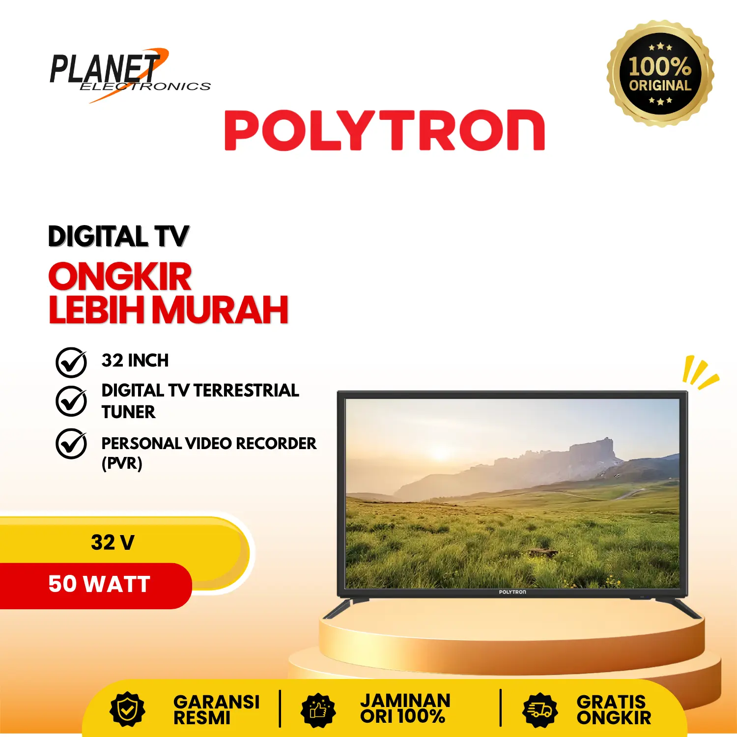 POLYTRON TELEVISI DIGITAL 32 V 1853 Original Baru Garansi Resmi