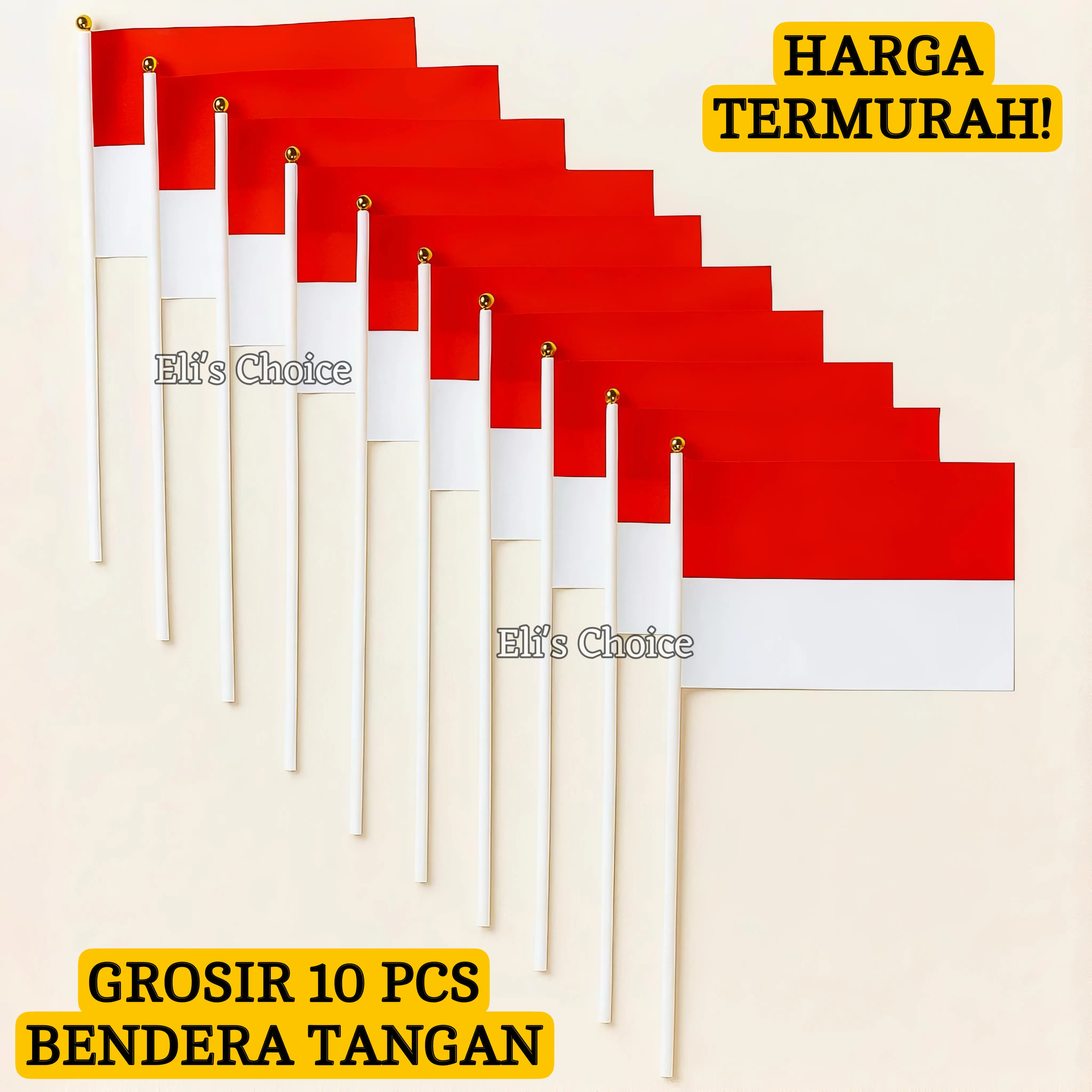 GROSIR 10 pcs Bendera Tangan Merah Putih Indonesia TERMURAH Bendera Kecil Dekorasi 17 Agustus