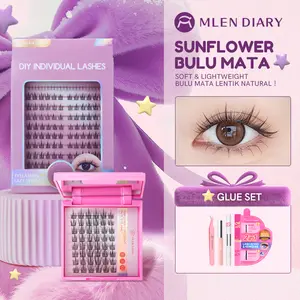 Mlen Diary-Bulu Mata Sunflower panjang 9-12mm untuk penampilan Natural sudah termasuk dengan Lem +remove Bulu Mata Eyelash Extension | Eye Make Up