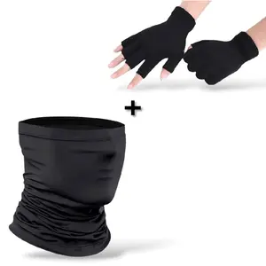 Paket Sarung Tangan Rajut Dan Baff Masker Hitam Gloves